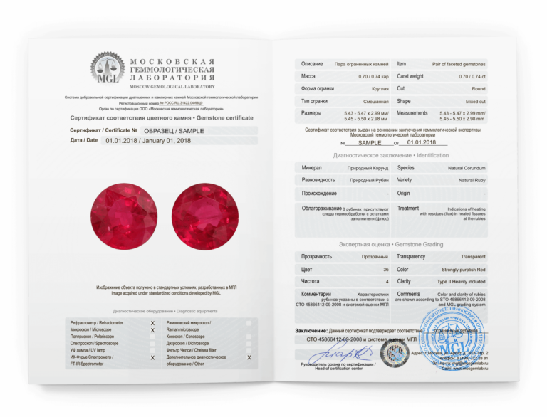 Сертификат на рубин